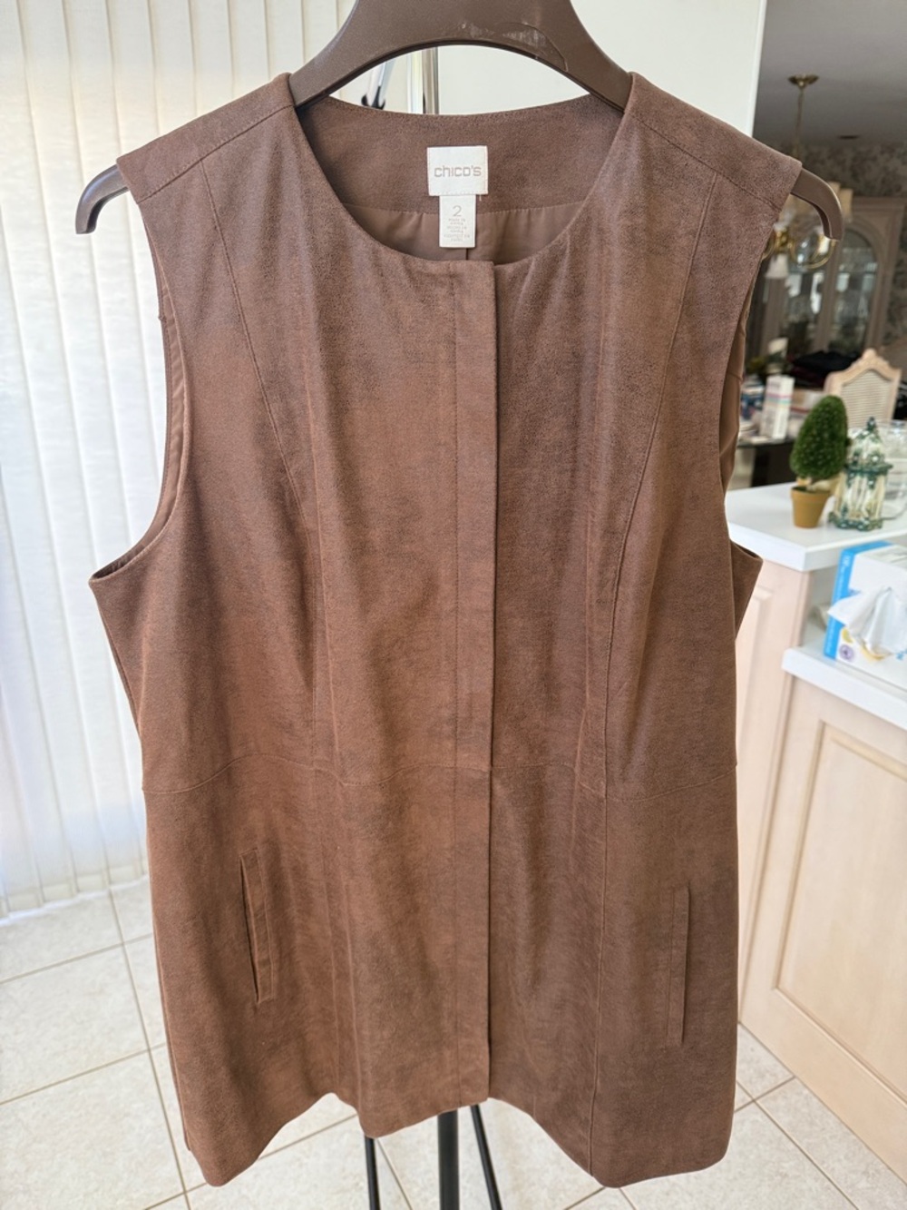 Chico's Brown Suede Sleeveless Vest